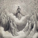 Beatrice, affidato Dante a San Bernardo, ritorna nel suo seggio paradisiaco. Commosso ringraziamento del Poeta alla sua musa. Grandiosa visione della 